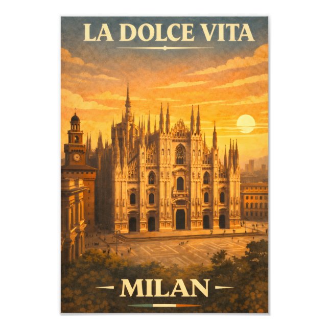 La Dolce Vita - Milan Vintage Travel Poster (Front)