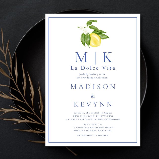 La Dolce Vita Orange and Blue Classic Wedding  Invitation (Creator Uploaded)