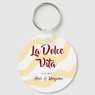 La Dolce Vita peach wedding couple Name mauve Key Ring