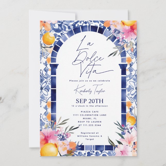 La Dolce Vita Positano Italian Bridal Shower Invitation (Front)