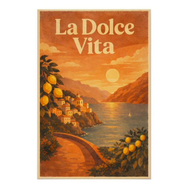 La Dolce Vita – Retro Italian Coast Travel Poster (Front)