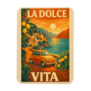 La Dolce Vita – Retro Italian Coast Travel Poster Magnet
