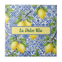 La Dolce Vita Sicilian Lemon, Blue Maiolica Patter