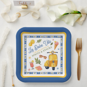 La Dolce Vita Spritz & Stacks Mahjong Party Paper Plate