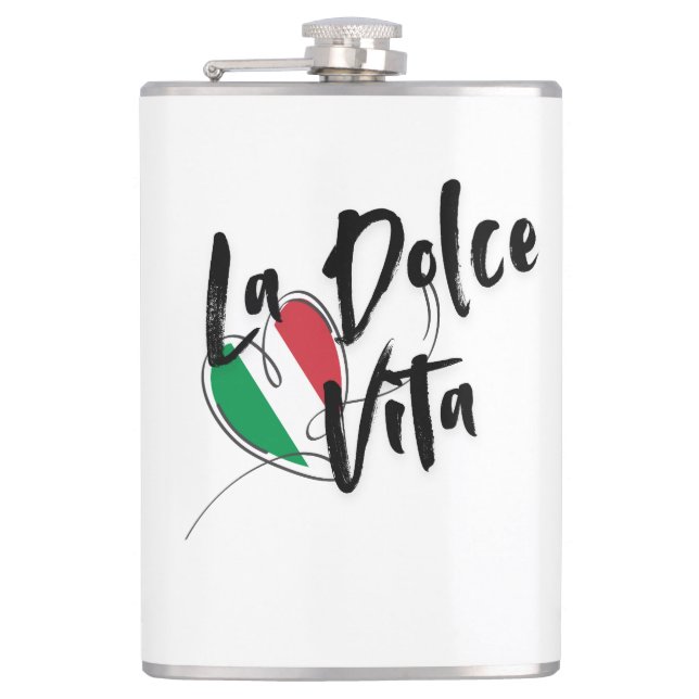LA DOLCE VITA ,THE ITALIAN SWEET LIFE HIP FLASK (Front)