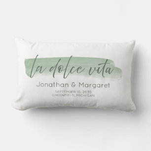 La Dolce Vita - The Sweet Life in Sage Green Lumbar Cushion