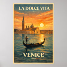 La Dolce Vita - Venice Vintage Travel Poster