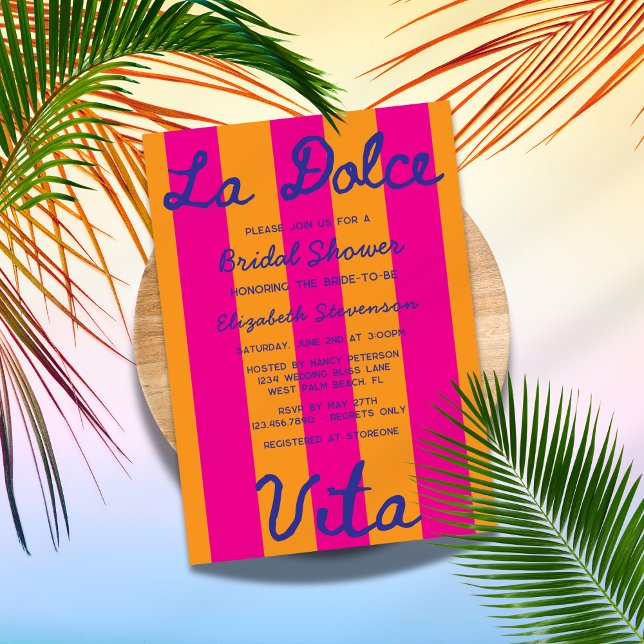 La Dolce Vita Whimsy Italian Sunset Bridal Shower Invitation (Creator Uploaded)