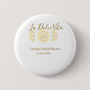 La Dolce Vita yellow lemon bridal shower pastel bo 6 Cm Round Badge