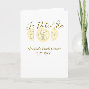 La Dolce Vita yellow lemon bridal shower pastel bo Card