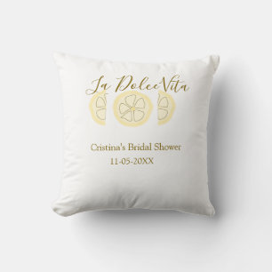 La Dolce Vita yellow lemon bridal shower pastel bo Cushion
