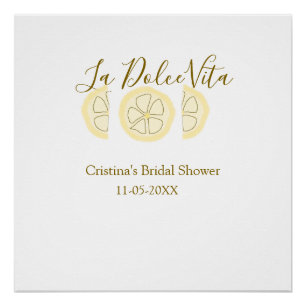 La Dolce Vita yellow lemon bridal shower pastel bo Poster