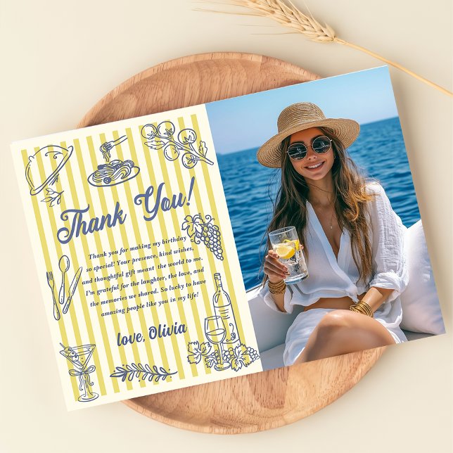 La Dolce Vita Yellow Stripes Thank You Card Photo  (Creator Uploaded)