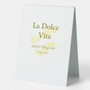 La Dolce Vita yellow wedding couple Name date glit