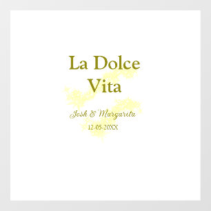 La Dolce Vita yellow wedding couple Name date glit