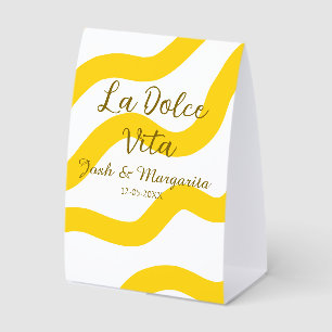 La Dolce Vita yellow wedding couple Name date glit