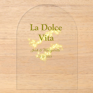 La Dolce Vita yellow wedding couple Name date glit Acrylic Invitations