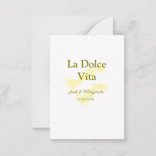 La Dolce Vita yellow wedding couple Name date glit Card