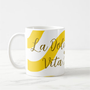 La Dolce Vita yellow wedding couple Name date glit Coffee Mug