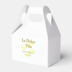 La Dolce Vita yellow wedding couple Name date glit Favour Box