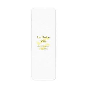 La Dolce Vita yellow wedding couple Name date glit Return Address Label