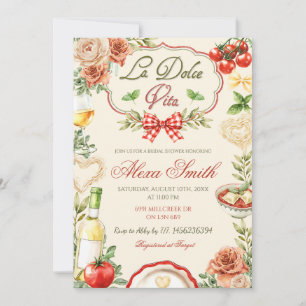 La Dolce Vitta Pasta Champagne Bridal Shower Invitation