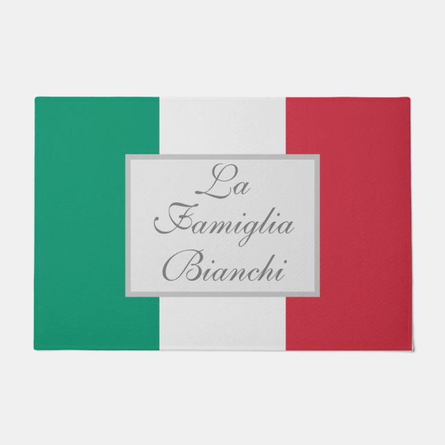 La Famiglia Italian Flag Your Custom Family Name Doormat (Front)