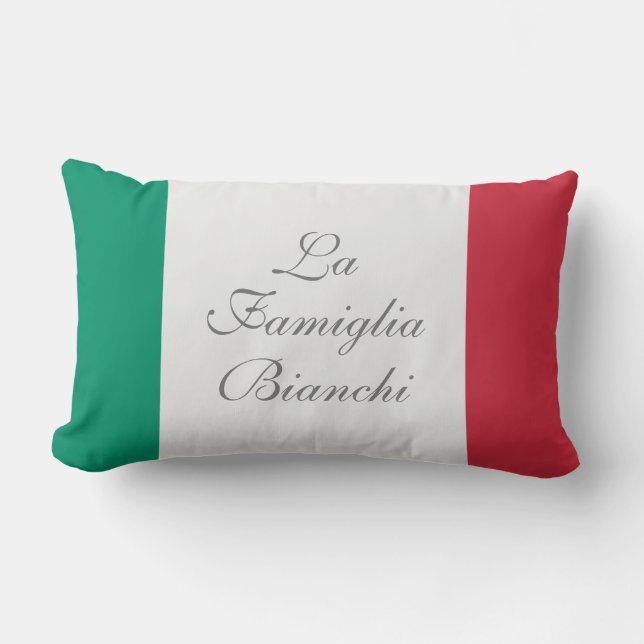 La Famiglia Italian Flag Your Custom Family Name Lumbar Cushion (Front)