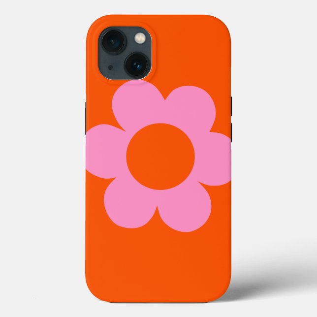 La Fleur 01 Retro Floral Orange Pink Preppy Flower Case-Mate iPhone Case (Back)