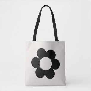 La Fleur 03 Retro Floral Black And White Flower Tote Bag