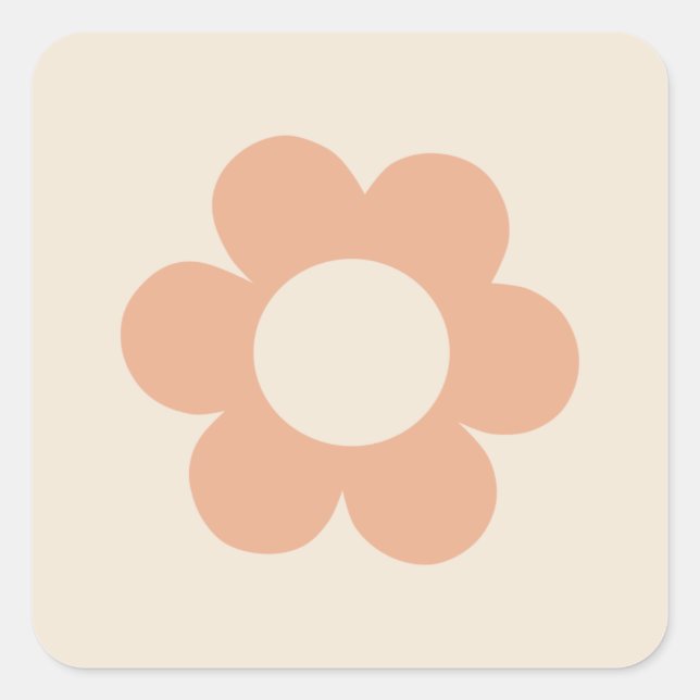 La Fleur 04 Abstract Floral Boho Neutral Flower Square Sticker (Front)