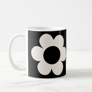 La Fleur 06 Retro Floral Black And White Flower Coffee Mug