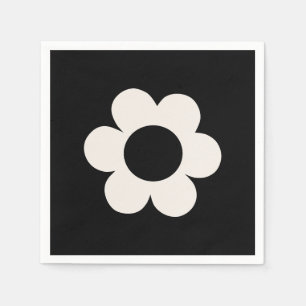 La Fleur 06 Retro Floral Black And White Flower Napkin
