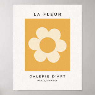 La Fleur 07 Retro Floral Yellow Flower Poster