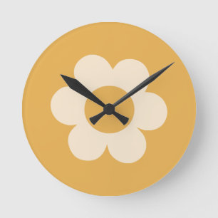 La Fleur 07 Retro Floral Yellow Flower Round Clock