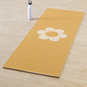 La Fleur 07 Retro Floral Yellow Flower Yoga Mat