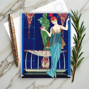 La Fontaine de coquillages, George Barbier  Postcard