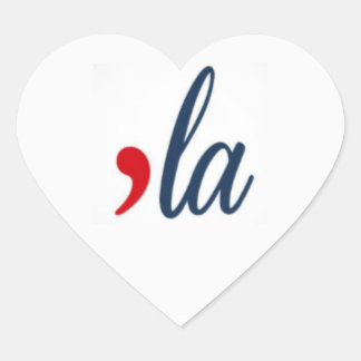 'LA for Kamala Harris. White, Red, Blue. Heart Sticker