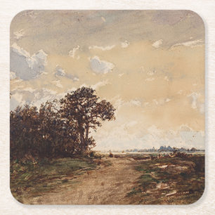La Forêt De Fontainebleau Aux Environs De Barbizon Square Paper Coaster