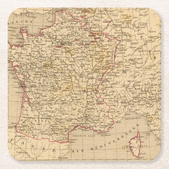 La France 1774 a 1793 Square Paper Coaster (Front)