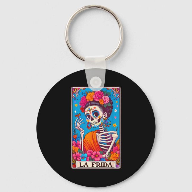 La Frida Dia De Los Muertos Day Of Dead Halloween  Key Ring (Front)