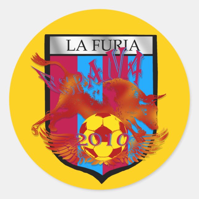 La furia futbol fans soccer shield gifts classic round sticker (Front)
