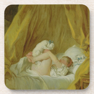 'La Gimblette', Girl with a Dog, c.1770 (oil on ca Coaster