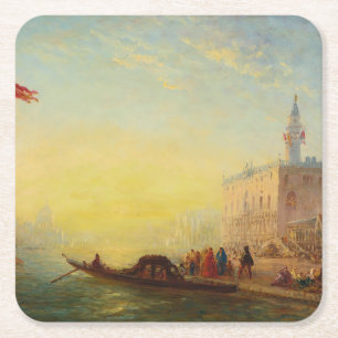 La Gondole, Quai Des Esclavons – Félix Ziem Square Paper Coaster