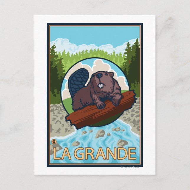 La Grande, OregonBeaver and Trees Postcard (Front)