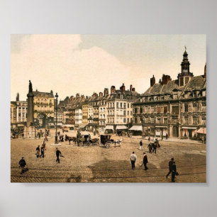 La Grande Place, Lille, France vintage Photochrom Poster