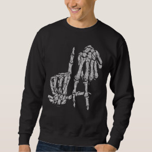 La Hand Sign Lazy Diy Halloween Costume Skeleton L Sweatshirt
