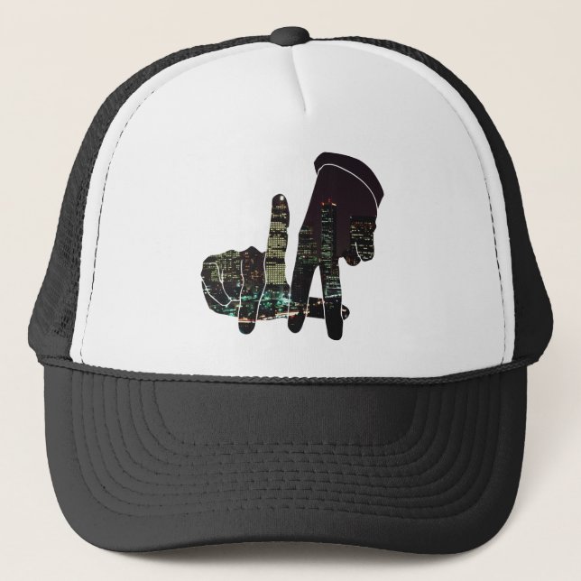 LA hands skyline Trucker Hat (Front)