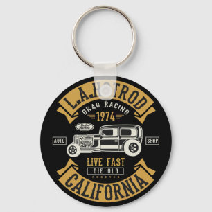 LA Hotrod California Drag Racing 1974 Key Ring