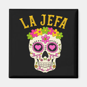 La Jefa Sugar Skull Dia De Los Muertos Costume Magnet